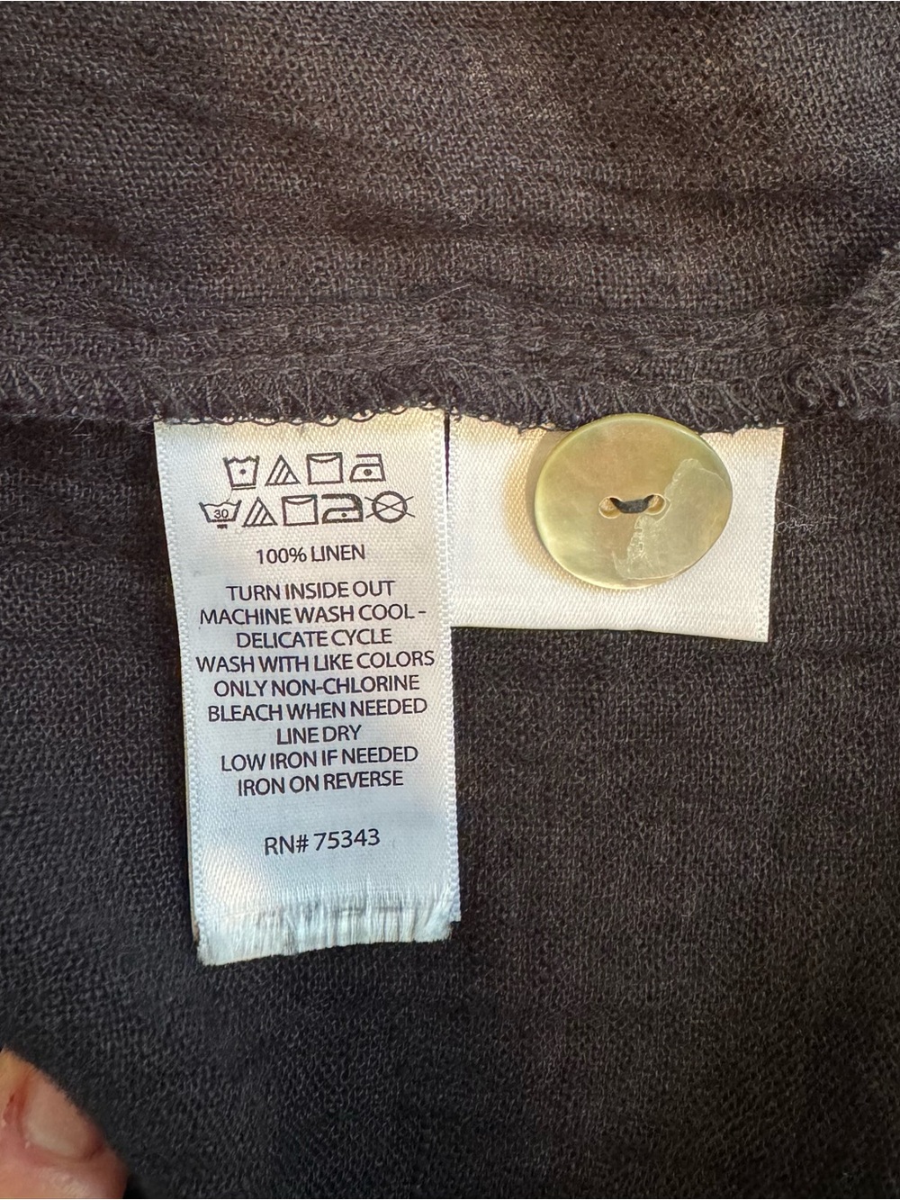 Tahari linen Black Button-Back Short Sleeve Top women’s M - Picture 4 of 4